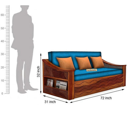 WAVE SOLID WOOD SOFA CUM BED WITH STORAGESOFA CUM BEDFerrowoods