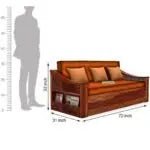 WAVE SOLID WOOD SOFA CUM BED WITH STORAGESOFA CUM BEDFerrowoods