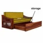WAVE SOLID WOOD SOFA CUM BED WITH STORAGESOFA CUM BEDFerrowoods