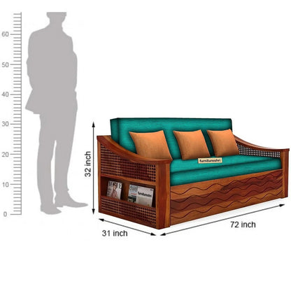 WAVE SOLID WOOD SOFA CUM BED WITH STORAGESOFA CUM BEDFerrowoods