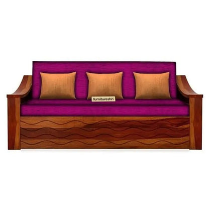 WAVE SOLID WOOD SOFA CUM BED WITH STORAGESOFA CUM BEDFerrowoods
