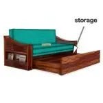 WAVE SOLID WOOD SOFA CUM BED WITH STORAGESOFA CUM BEDFerrowoods