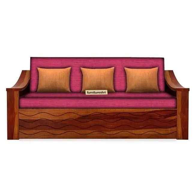 WAVE SOLID WOOD SOFA CUM BED WITH STORAGESOFA CUM BEDFerrowoods