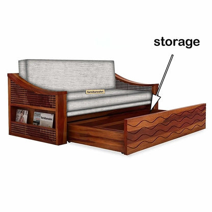 WAVE SOLID WOOD SOFA CUM BED WITH STORAGESOFA CUM BEDFerrowoods
