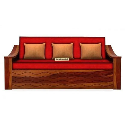 WAVE SOLID WOOD SOFA CUM BED WITH STORAGESOFA CUM BEDFerrowoods