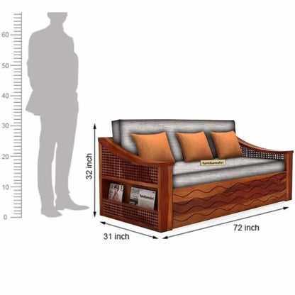 WAVE SOLID WOOD SOFA CUM BED WITH STORAGESOFA CUM BEDFerrowoods