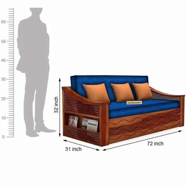 WAVE SOLID WOOD SOFA CUM BED WITH STORAGESOFA CUM BEDFerrowoods