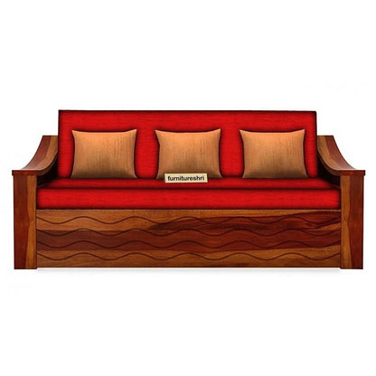 WAVE SOLID WOOD SOFA CUM BED WITH STORAGESOFA CUM BEDFerrowoods