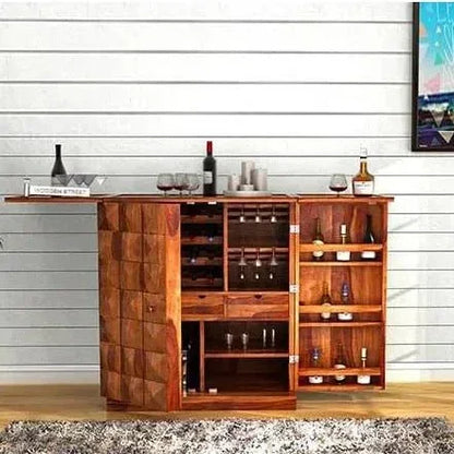 WURY FURNITURE SOLID WOOD BAR IN HONEY FINISH - Ferrowoods