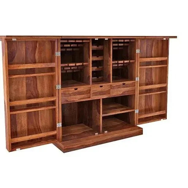 WURY FURNITURE SOLID WOOD BAR IN HONEY FINISH - Ferrowoods