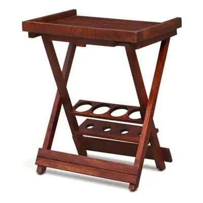 Solid wood bar furniture in walnut finish with bottle holders, handcrafted by Ferrowoods