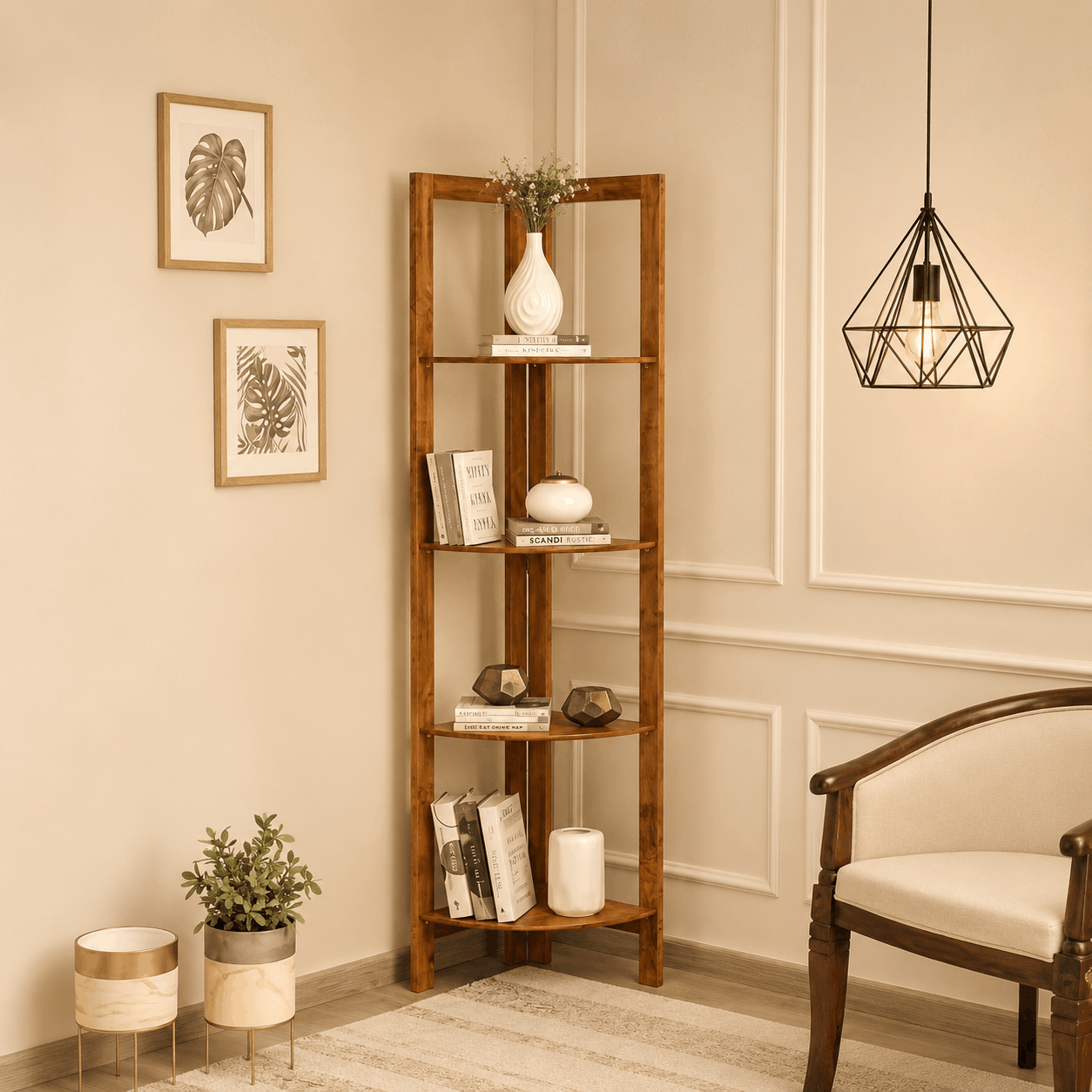 vyur book self with cream color living room background